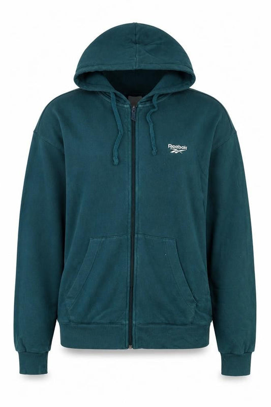 Reebok Classic Women's Teal Full Zip Hoodie M Cotton