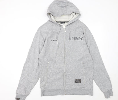 Umbro Men's Grey Full Zip Hoodie Medium Sports Fleece