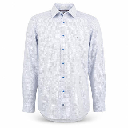 Tommy Hilfiger Men's Blue Slim Fit Geometric Long Sleeve Button-Up Shirt 14.5