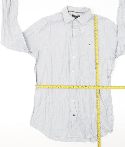 Tommy Hilfiger Men's White Regular Fit Long Sleeve Check Shirt Size 16.5
