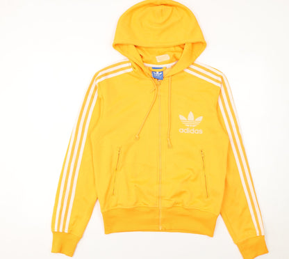 Adidas Women’s Yellow Full Zip Hoodie Small Cotton Blend