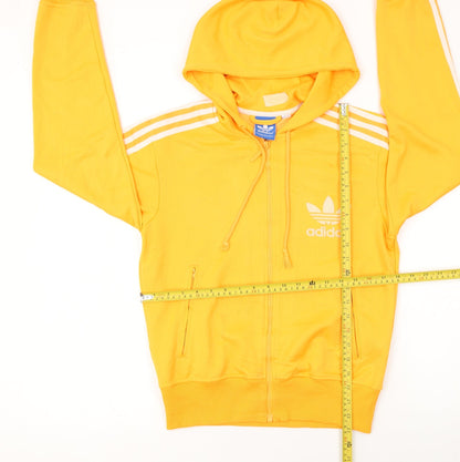 Adidas Women’s Yellow Full Zip Hoodie Small Cotton Blend