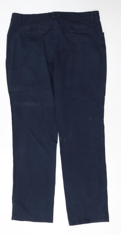 Lee Women's Blue Mid Rise Straight Leg Chino Trousers Size 16