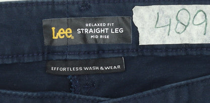 Lee Women's Blue Mid Rise Straight Leg Chino Trousers Size 16