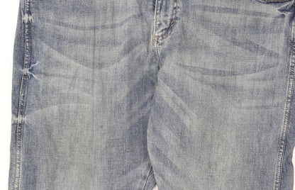Wrangler Men Blue 38x30 Relaxed Bootcut Denim Jeans