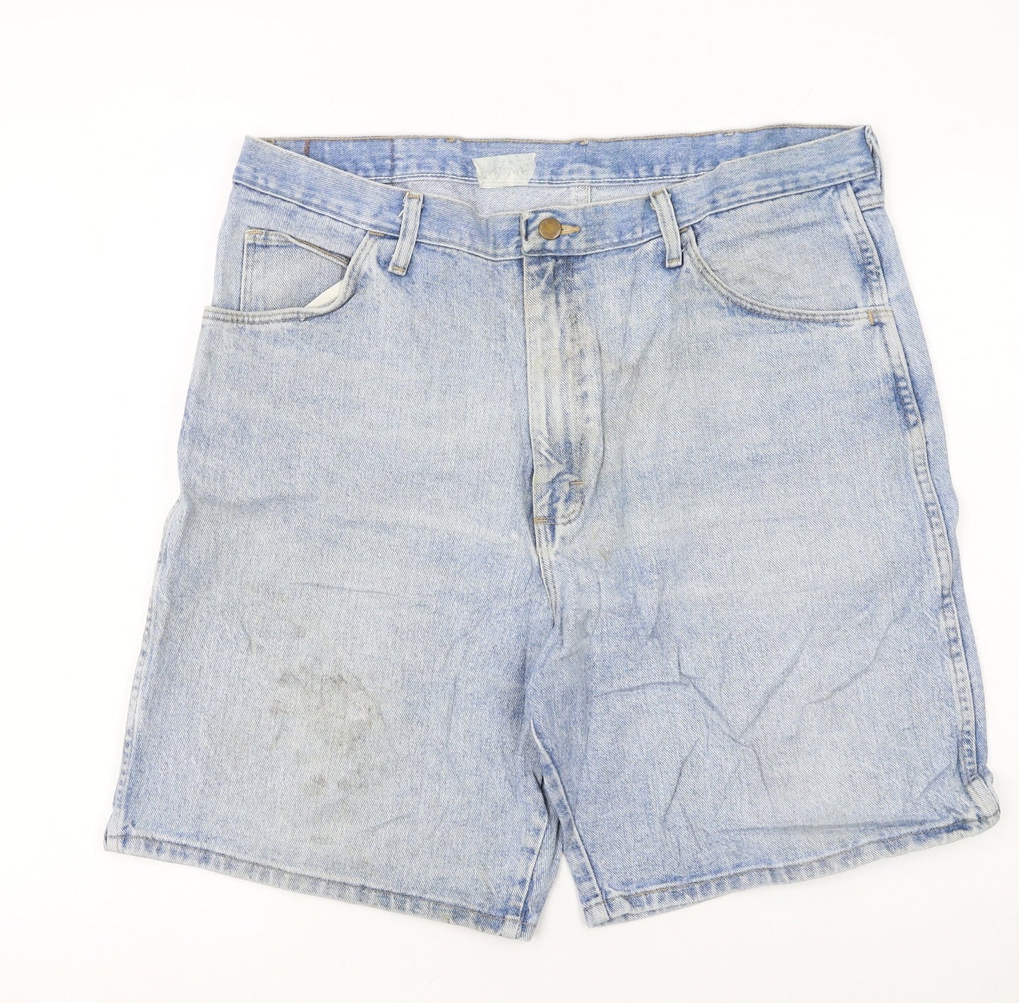 Wrangler Men's Blue Denim Light Wash Regular Fit Chino Shorts 38in