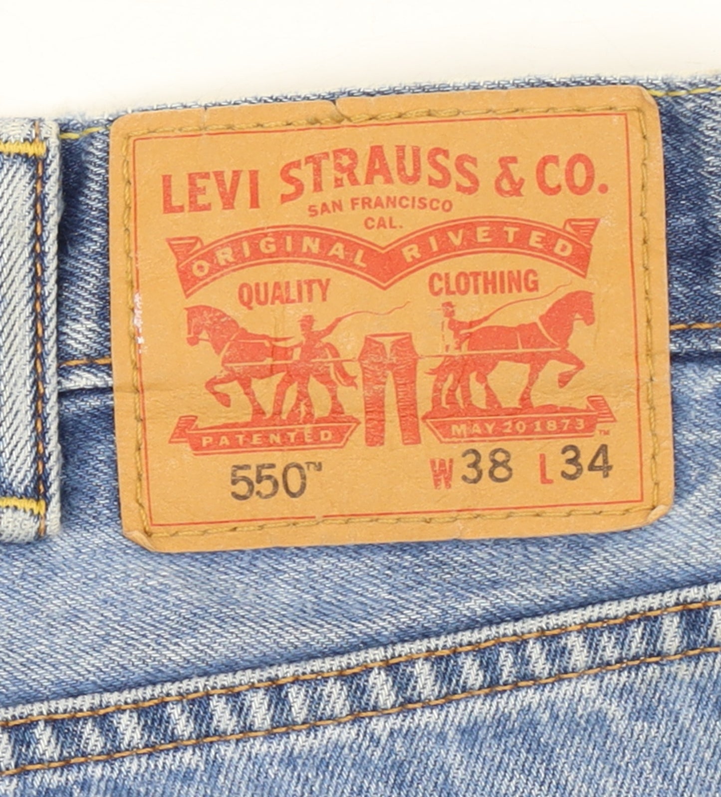 Levi Strauss & Co. Mens Blue 550 Relaxed Fit Straight Jeans W38 L34