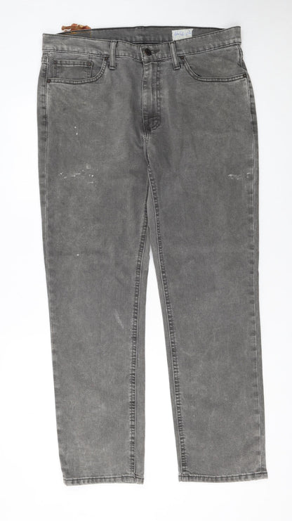 Levi's Men Grey Straight Fit Denim Jeans W33 L30 Regular