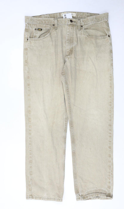 Lee Men's Beige Regular Fit Straight Denim Jeans 38W 30L