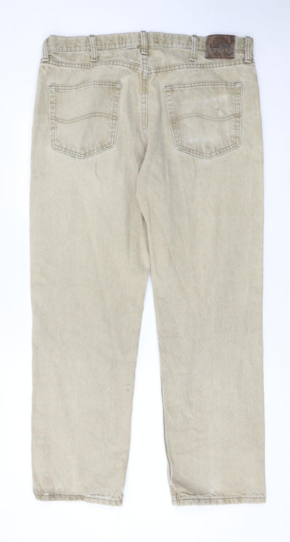 Lee Men's Beige Regular Fit Straight Denim Jeans 38W 30L