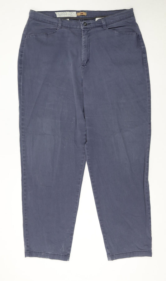 Lee Women's Blue Chino Cotton Stretch Trousers Size 18W