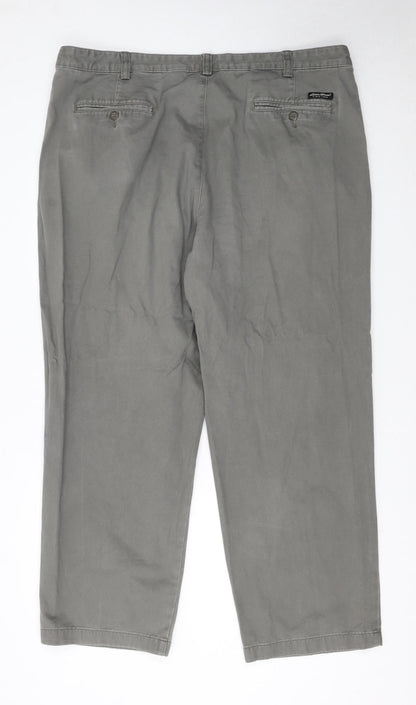 Eddie Bauer Men's Grey Cotton Pleated Chino Trousers 42x30
