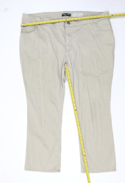 Lee Riders Women's Beige Mid Rise Bootcut Cotton Stretch Trousers 26W