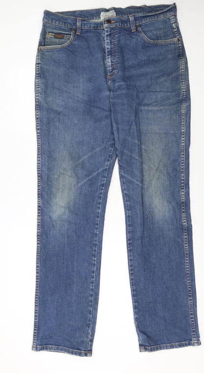 Wrangler Men's Blue Regular Fit Straight Denim Jeans 36x34