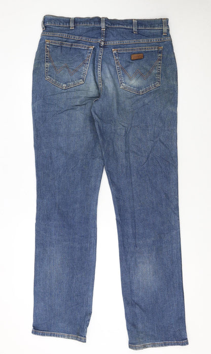 Wrangler Men's Blue Regular Fit Straight Denim Jeans 36x34