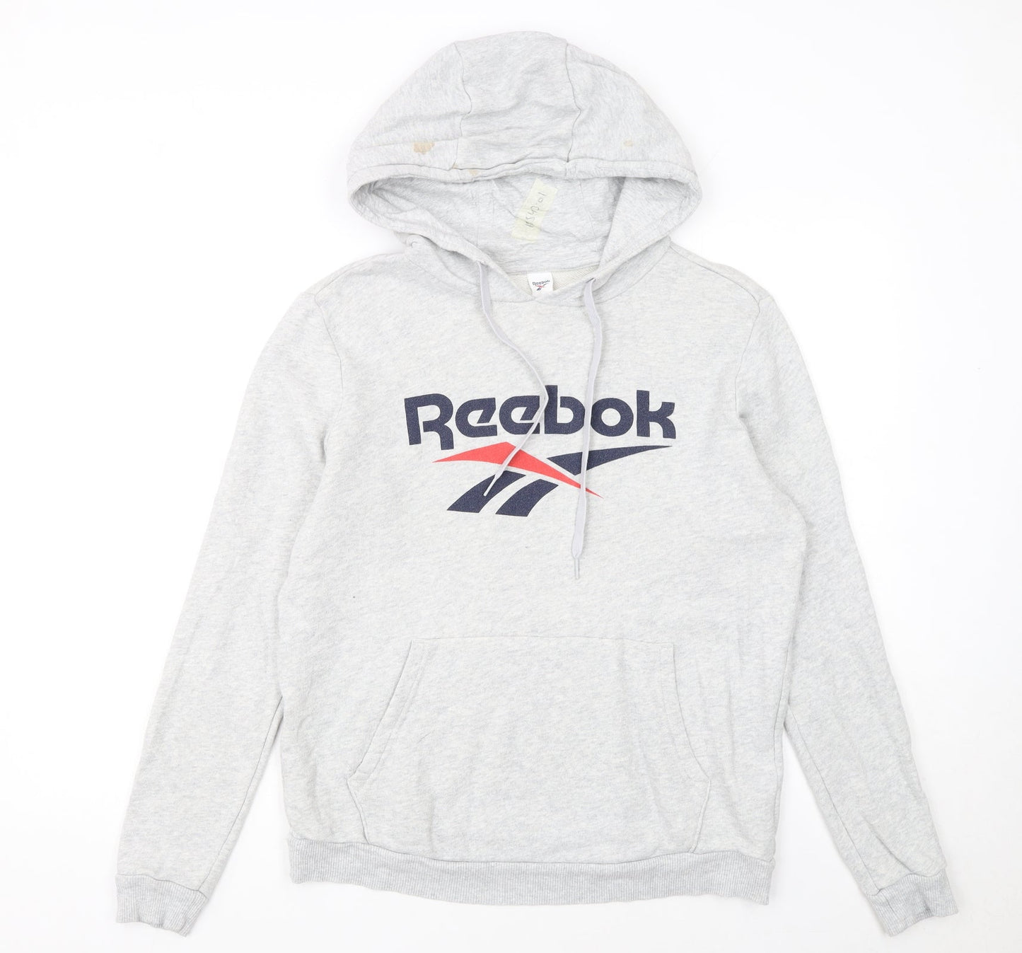 Reebok Women's Grey Pullover Hoodie Small Logo Cotton Blend