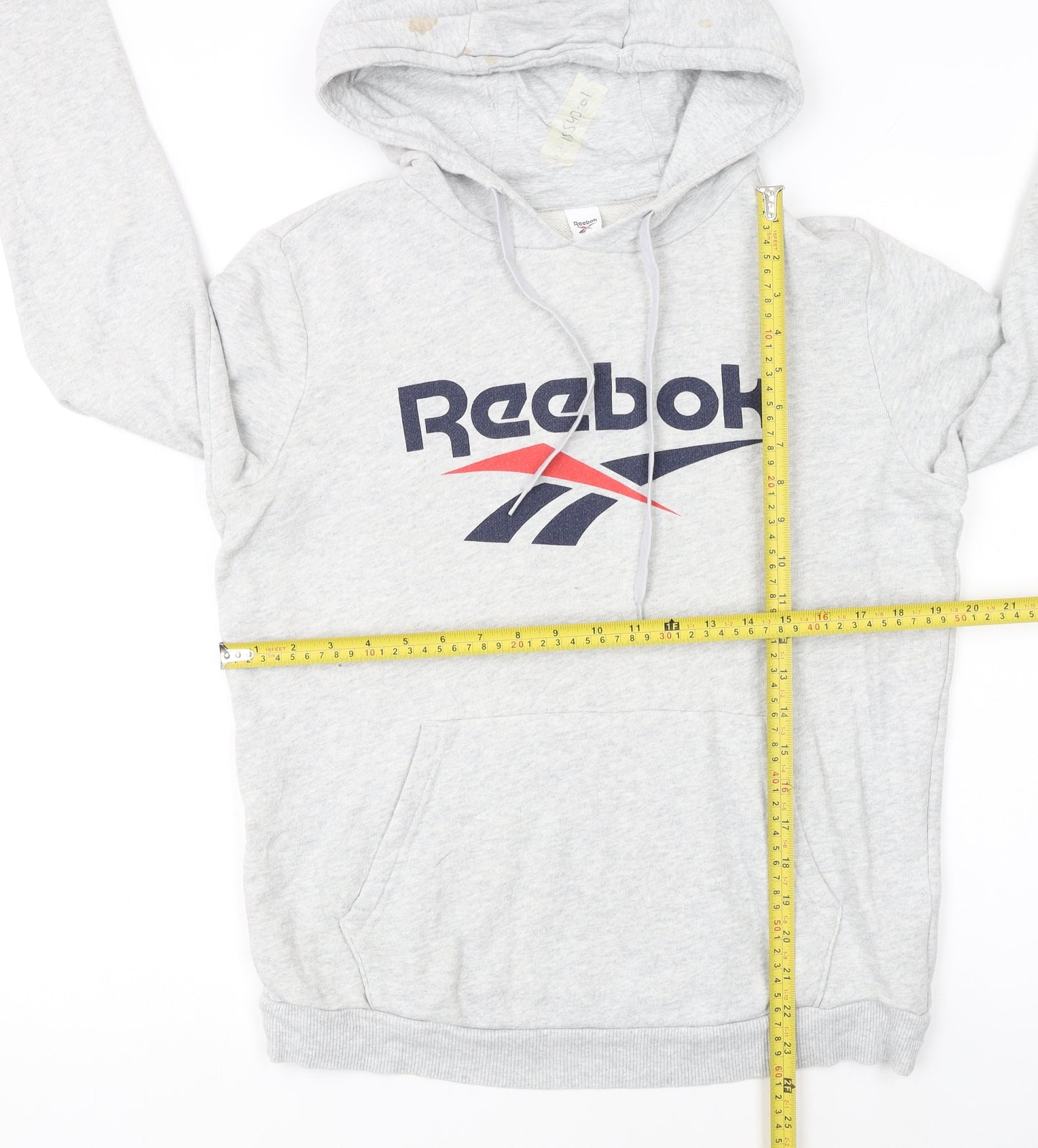 Reebok Women's Grey Pullover Hoodie Small Logo Cotton Blend