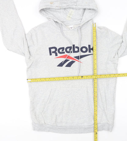 Reebok Women's Grey Pullover Hoodie Small Logo Cotton Blend