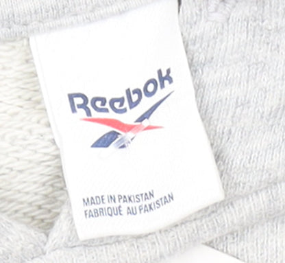 Reebok Women's Grey Pullover Hoodie Small Logo Cotton Blend