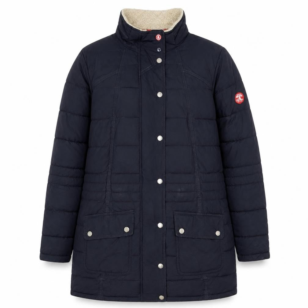 Barbour Womens Blue Long Puffer Coat Size 14 Quilted Winter Jacket