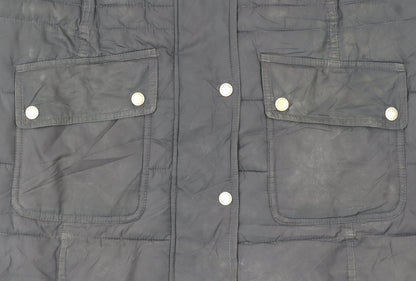 Barbour Womens Blue Long Puffer Coat Size 14 Quilted Winter Jacket