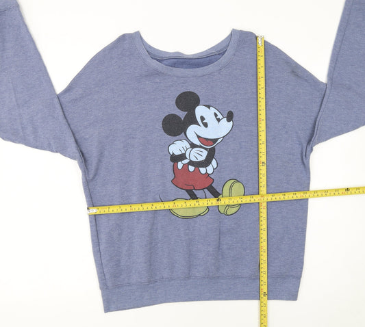 Disney Women Blue Mickey Graphic Pullover Sweatshirt XL