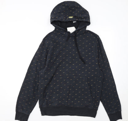 Nike Women Black Small Pullover Hoodie with Gold Logo Print