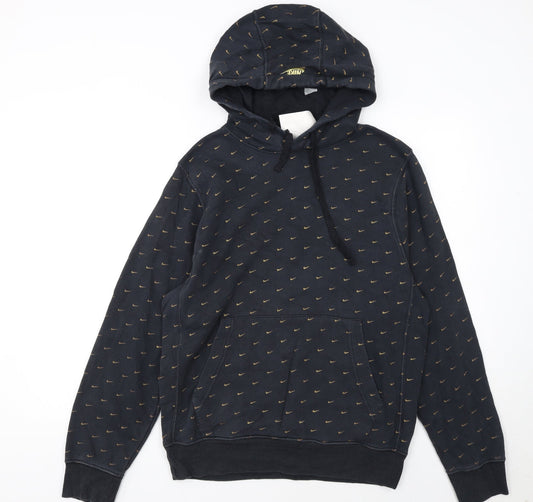 Nike Women Black Small Pullover Hoodie with Gold Logo Print