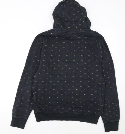 Nike Women Black Small Pullover Hoodie with Gold Logo Print