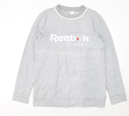 Reebok Classic Men's Grey Pullover Sweatshirt M Crew Neck Logo