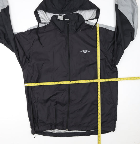 Umbro Men's Black Windbreaker Jacket L Lightweight Hooded Sportswear