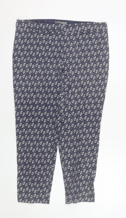Atmosphere Womens Blue Paisley Capri Trousers Size 12 Cotton Blend