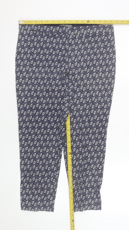 Atmosphere Womens Blue Paisley Capri Trousers Size 12 Cotton Blend