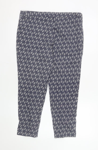 Atmosphere Womens Blue Paisley Capri Trousers Size 12 Cotton Blend