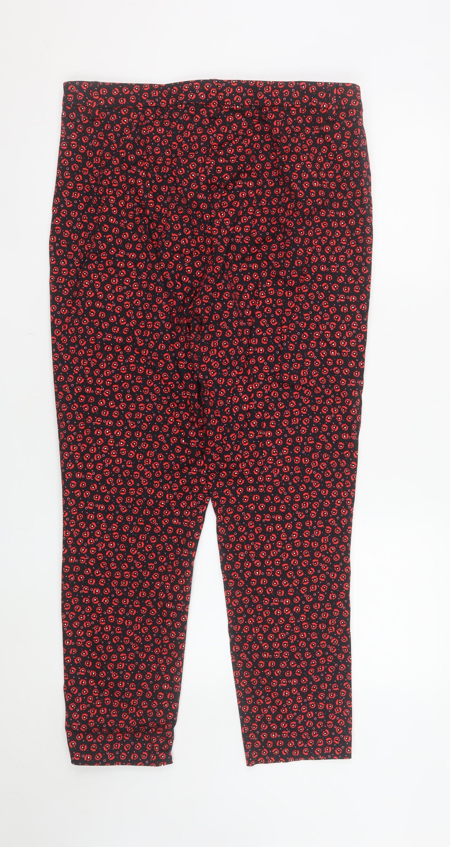 F&F Women's Black Floral Ankle Leggings Size 14 Cotton Stretch