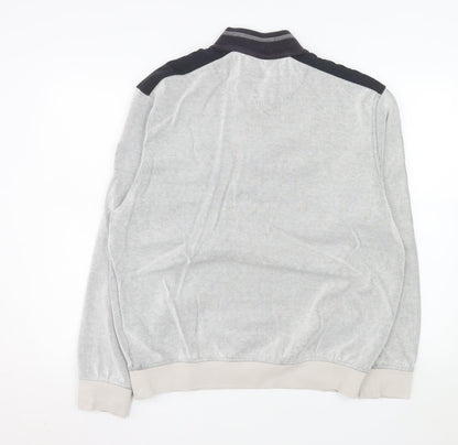 Bugatti Men's Grey XL 1/2 Zip Sweatshirt High Neck Cotton Blend
