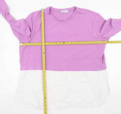 Gallery Women’s Lilac and White Long Sleeve Layered Blouse UK XL