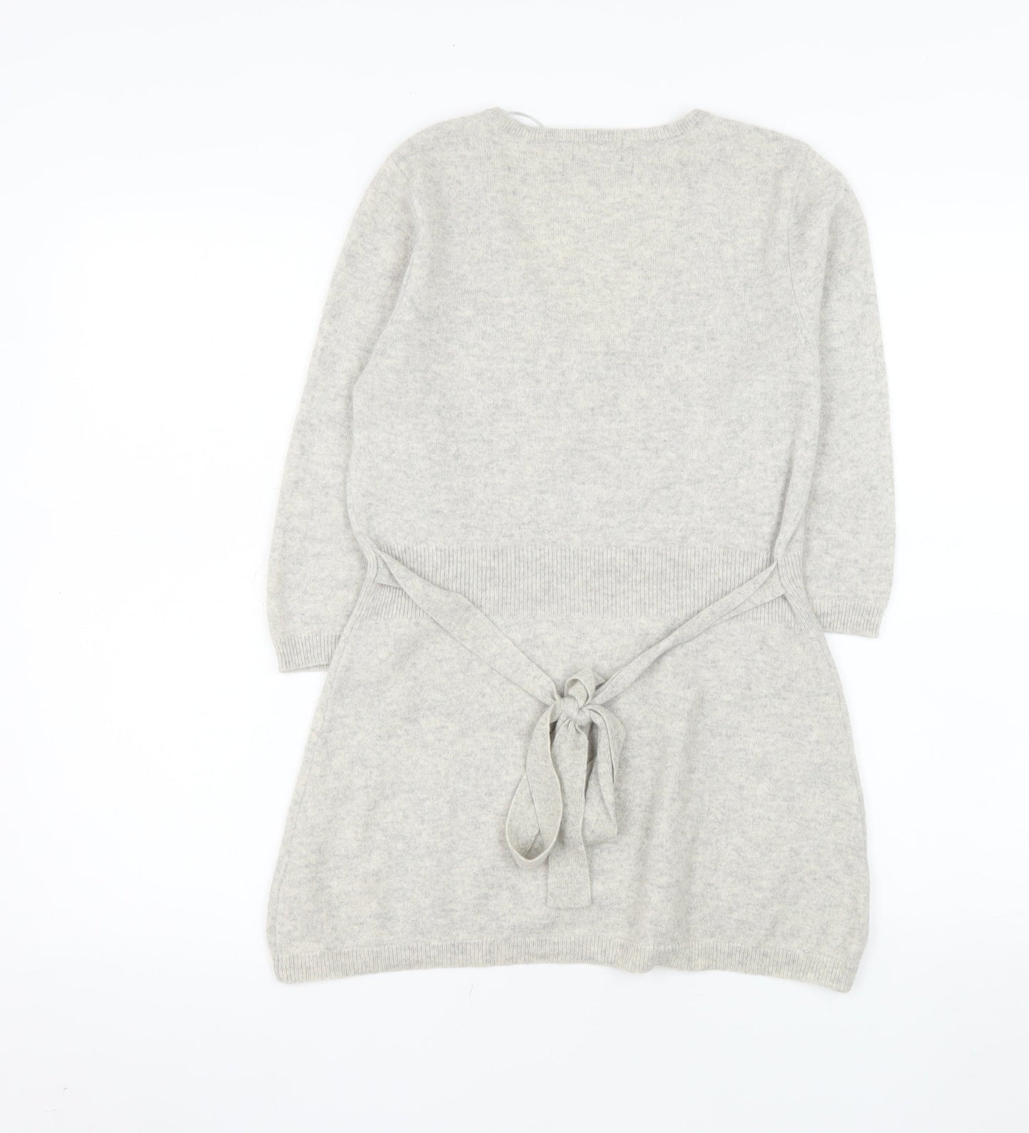 F&F Women’s Grey 100% Cashmere V-Neck Tunic Jumper Size 12