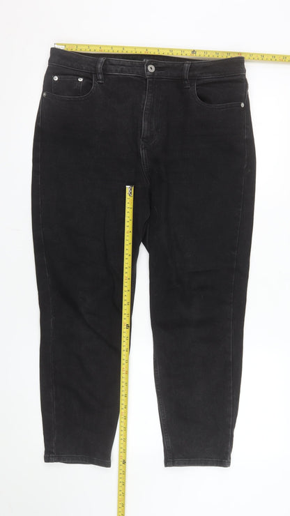 F&F Women’s Black Straight Jeans Size 12 Regular Fit Denim