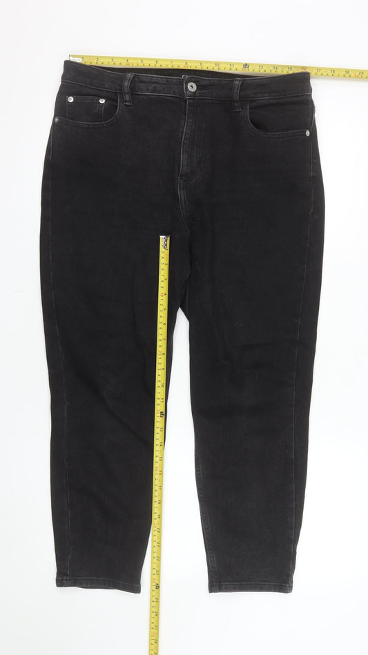 F&F Women’s Black Straight Jeans Size 12 Regular Fit Denim