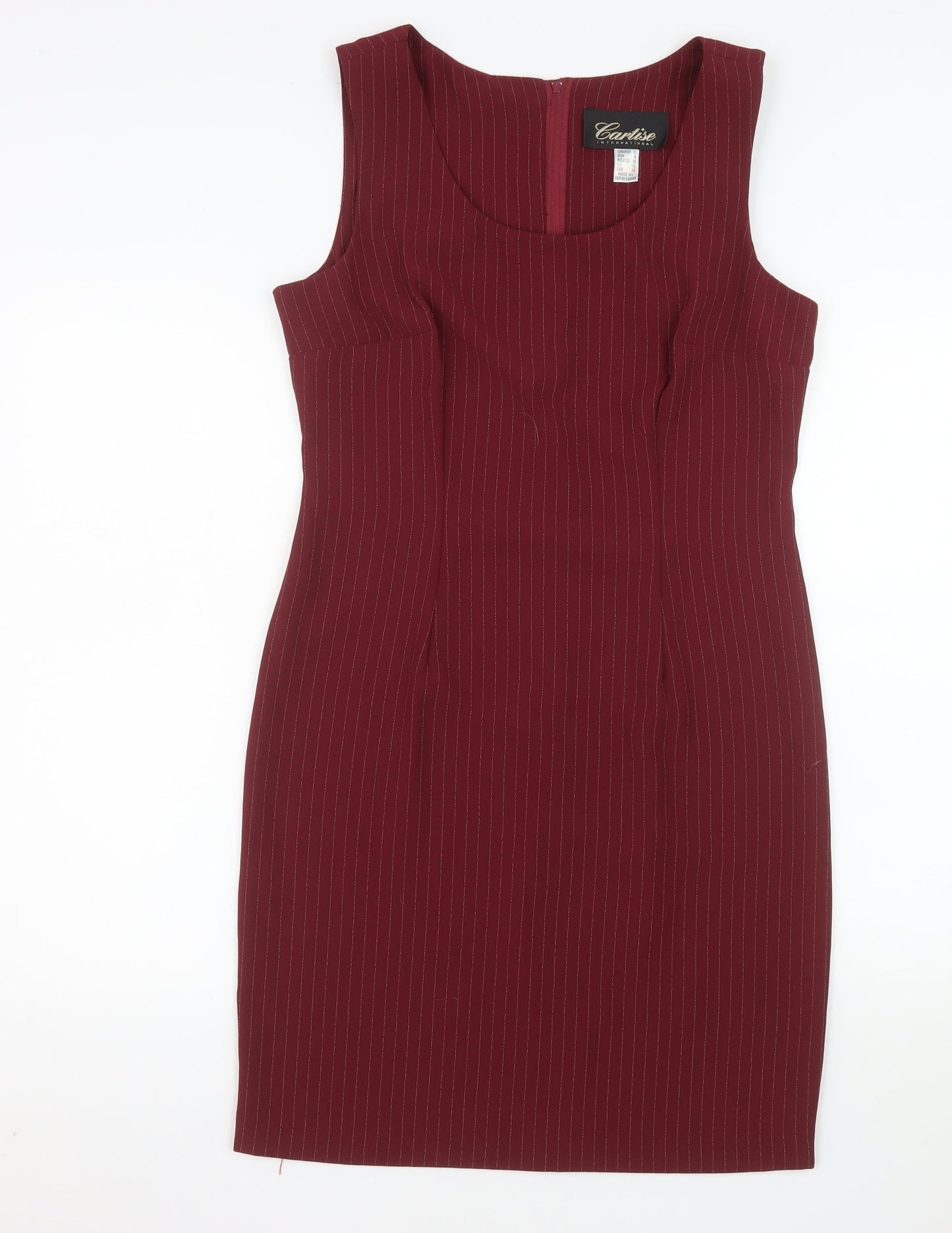 Cartise Women Red Size 12 Sheath Knee Length Sleeveless Dress