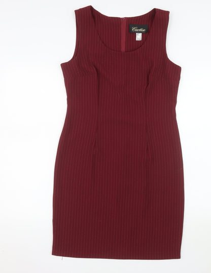 Cartise Women Red Size 12 Sheath Knee Length Sleeveless Dress