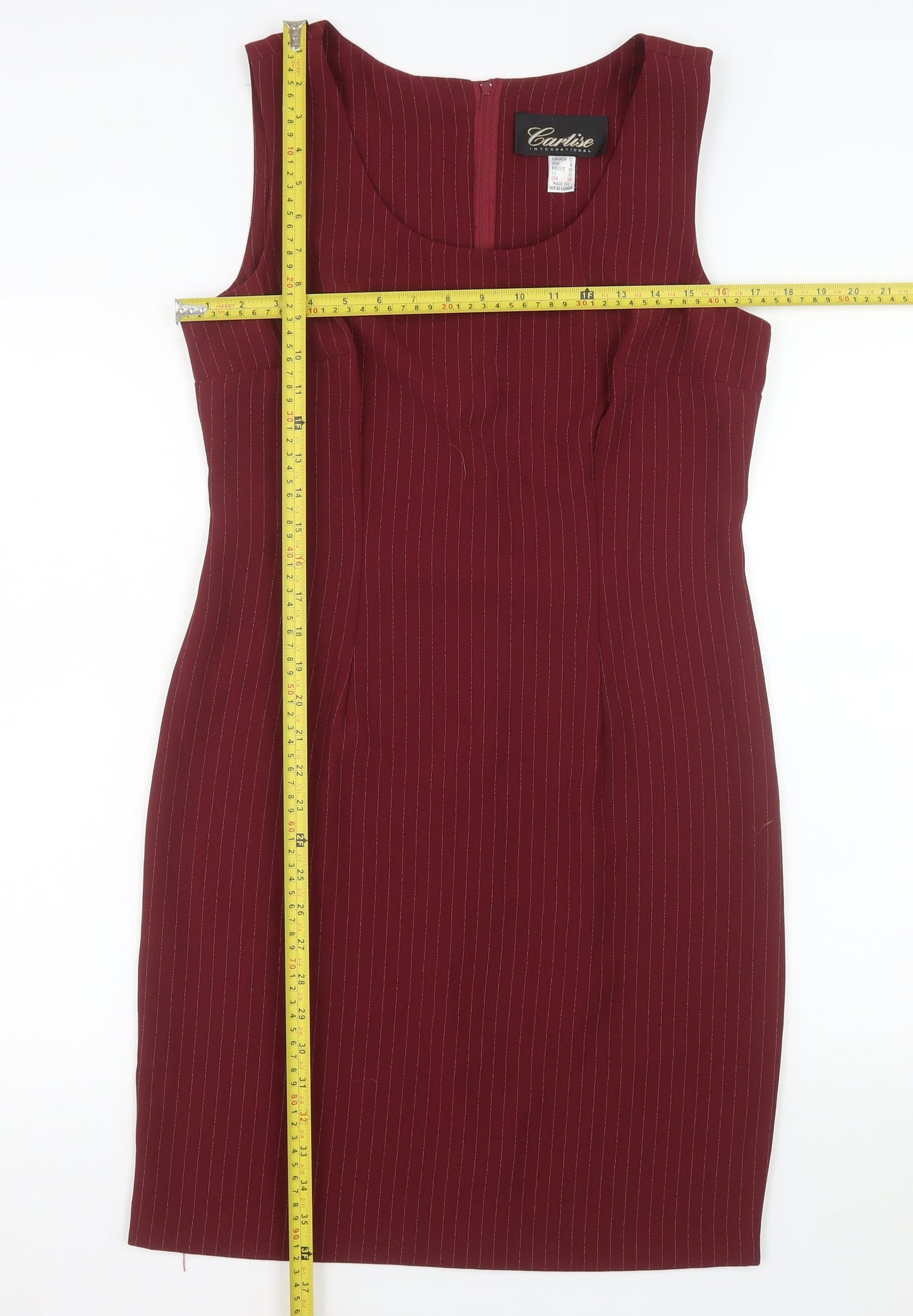 Cartise Women Red Size 12 Sheath Knee Length Sleeveless Dress