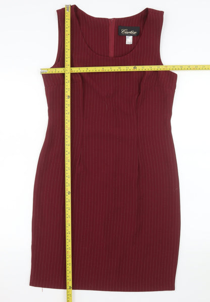 Cartise Women Red Size 12 Sheath Knee Length Sleeveless Dress