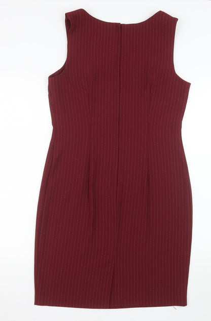 Cartise Women Red Size 12 Sheath Knee Length Sleeveless Dress