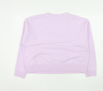 Savida Women Lilac XXL Crew Neck Pullover Jumper