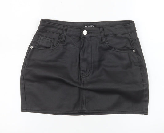 PrettyLittleThing Women Black High Rise Denim Mini Skirt UK 6