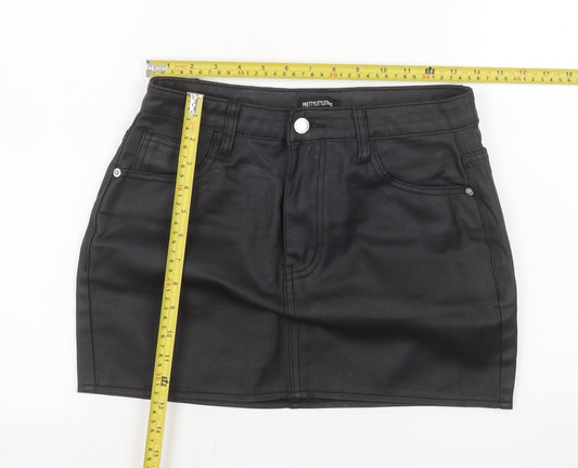 PrettyLittleThing Women Black High Rise Denim Mini Skirt UK 6