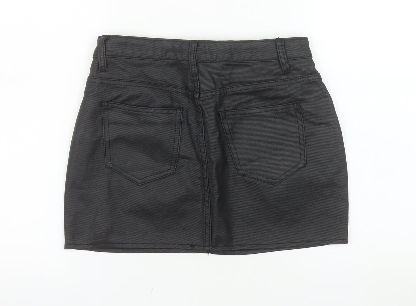 PrettyLittleThing Women Black High Rise Denim Mini Skirt UK 6