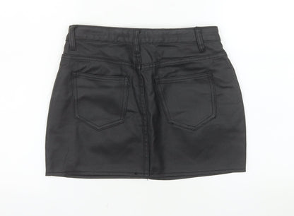 PrettyLittleThing Women Black High Rise Denim Mini Skirt UK 6
